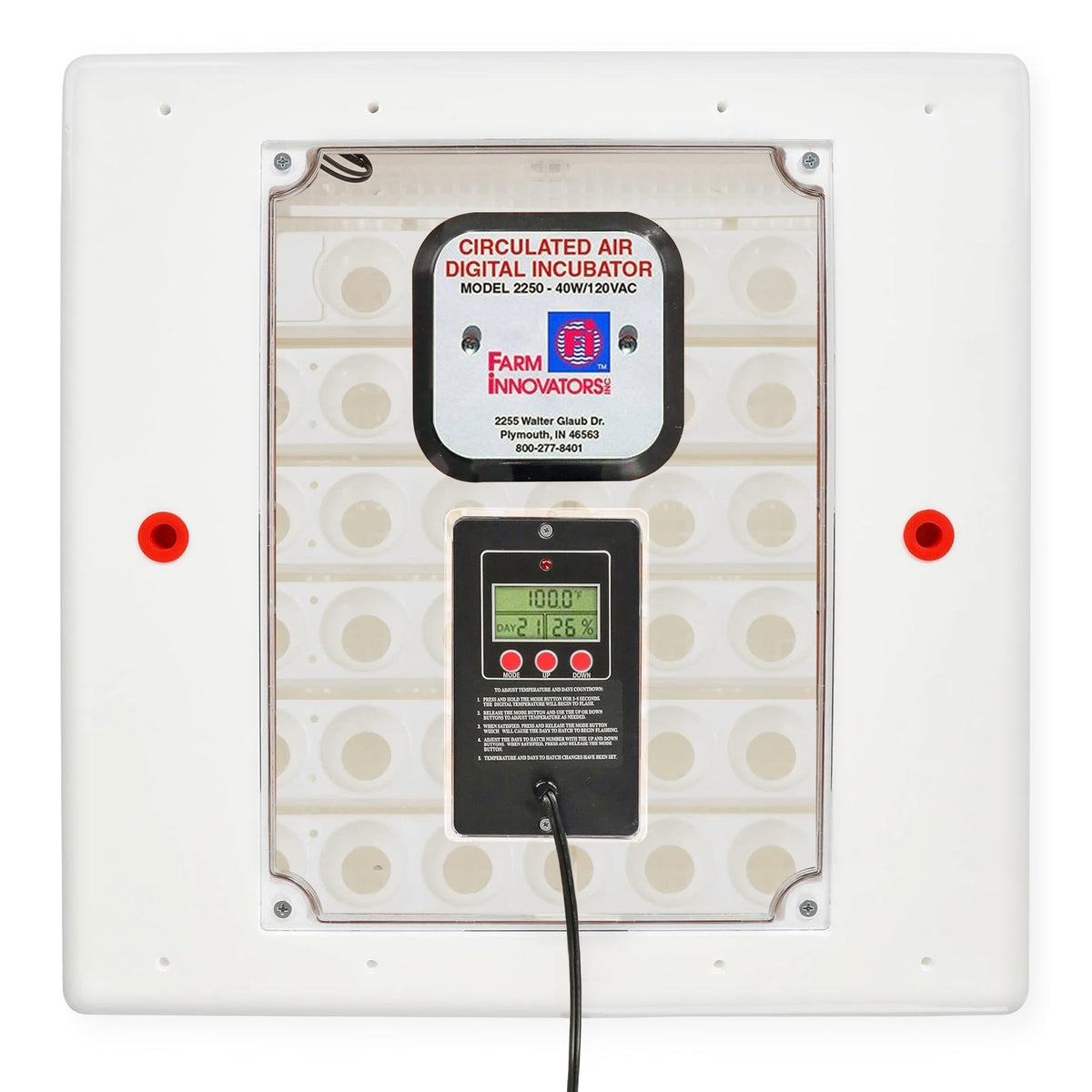 Farm Innovators 40W Circulated Air Incubator front view