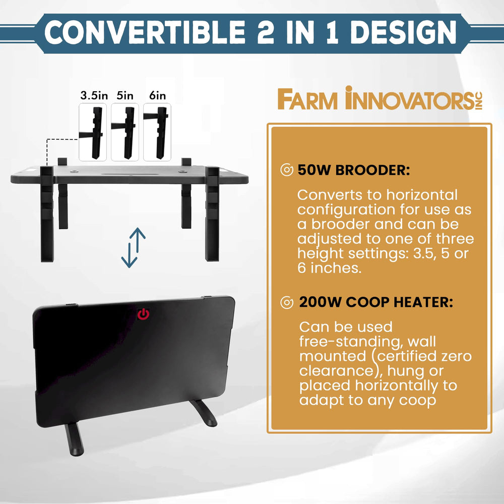 Farm Innovators black chicken coop heater side view
