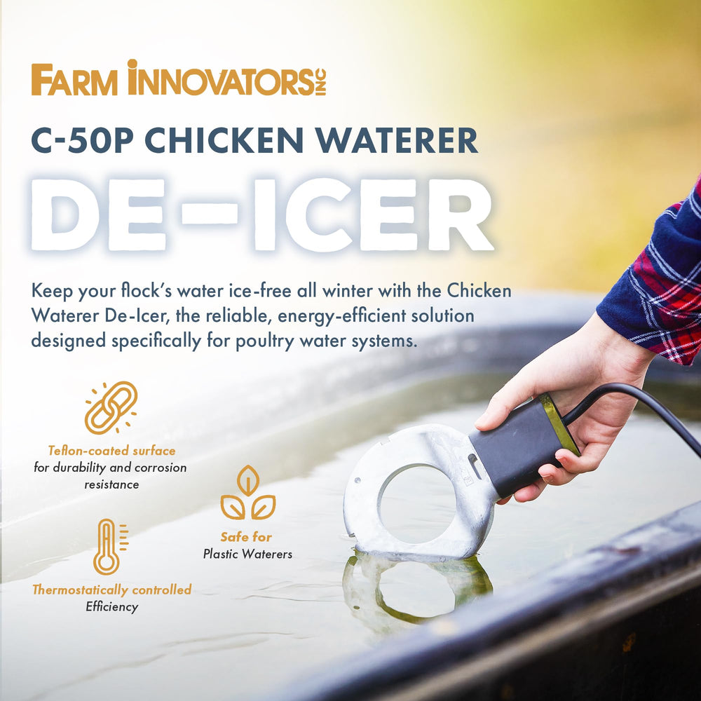 Farm Innovators Chicken Waterer De-Icer side view with Teflon coating