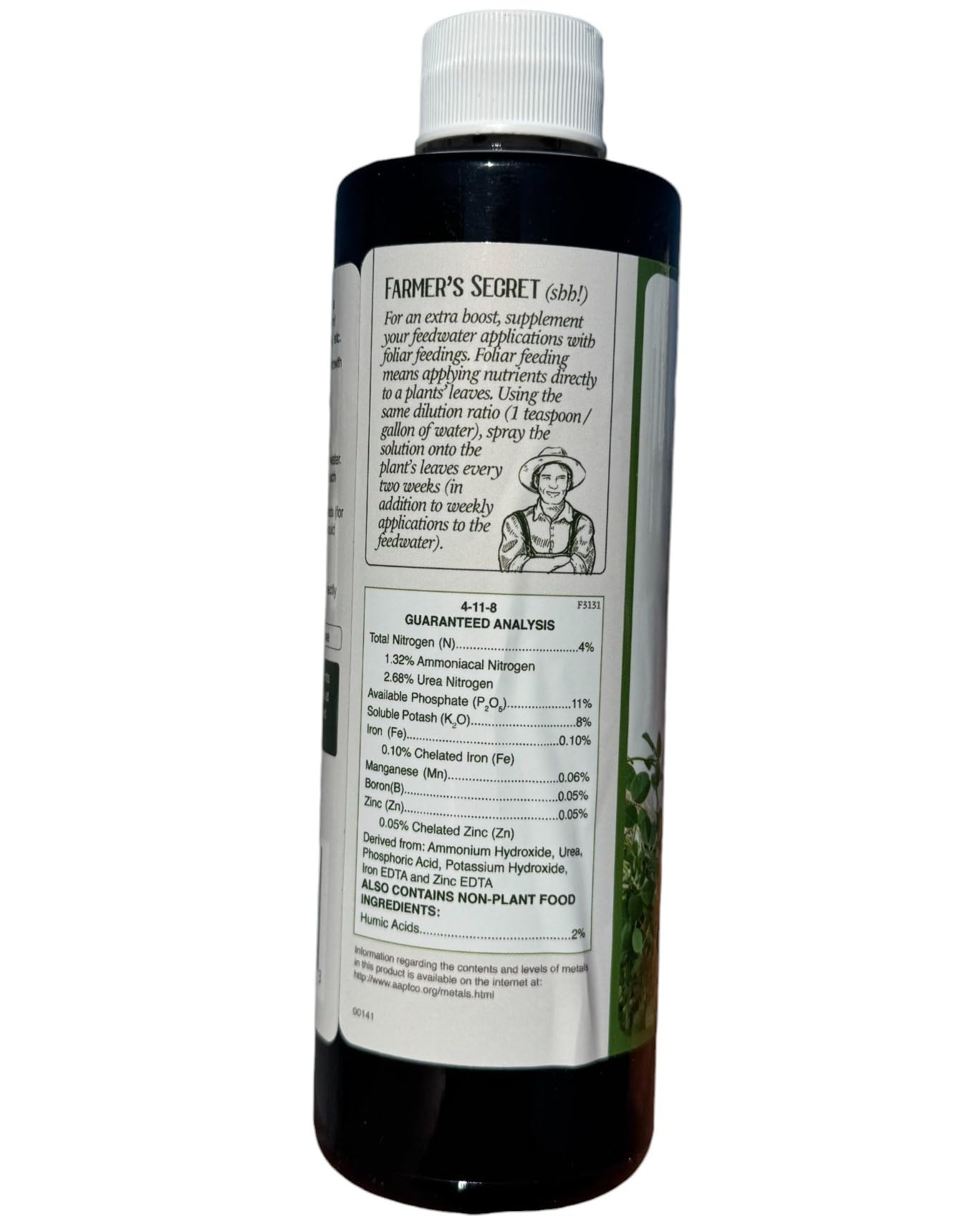 Farmer's Secret Hydroponic Fertilizer liquid in bottle