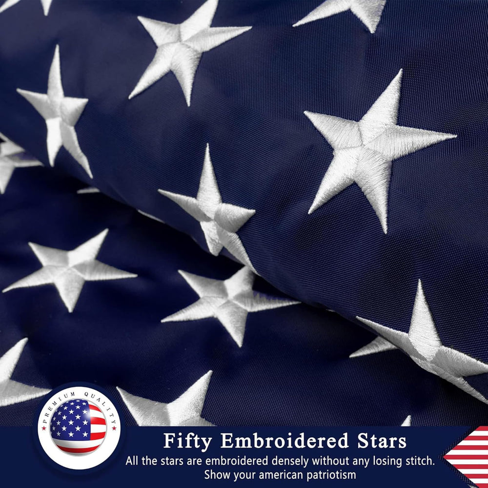 FARQIO American Flag 2x3 pole sleeve showing embroidered stars