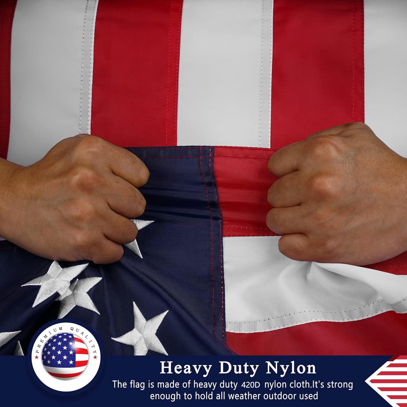 FARQIO American Flag 3x5 heavy-duty stitching detail