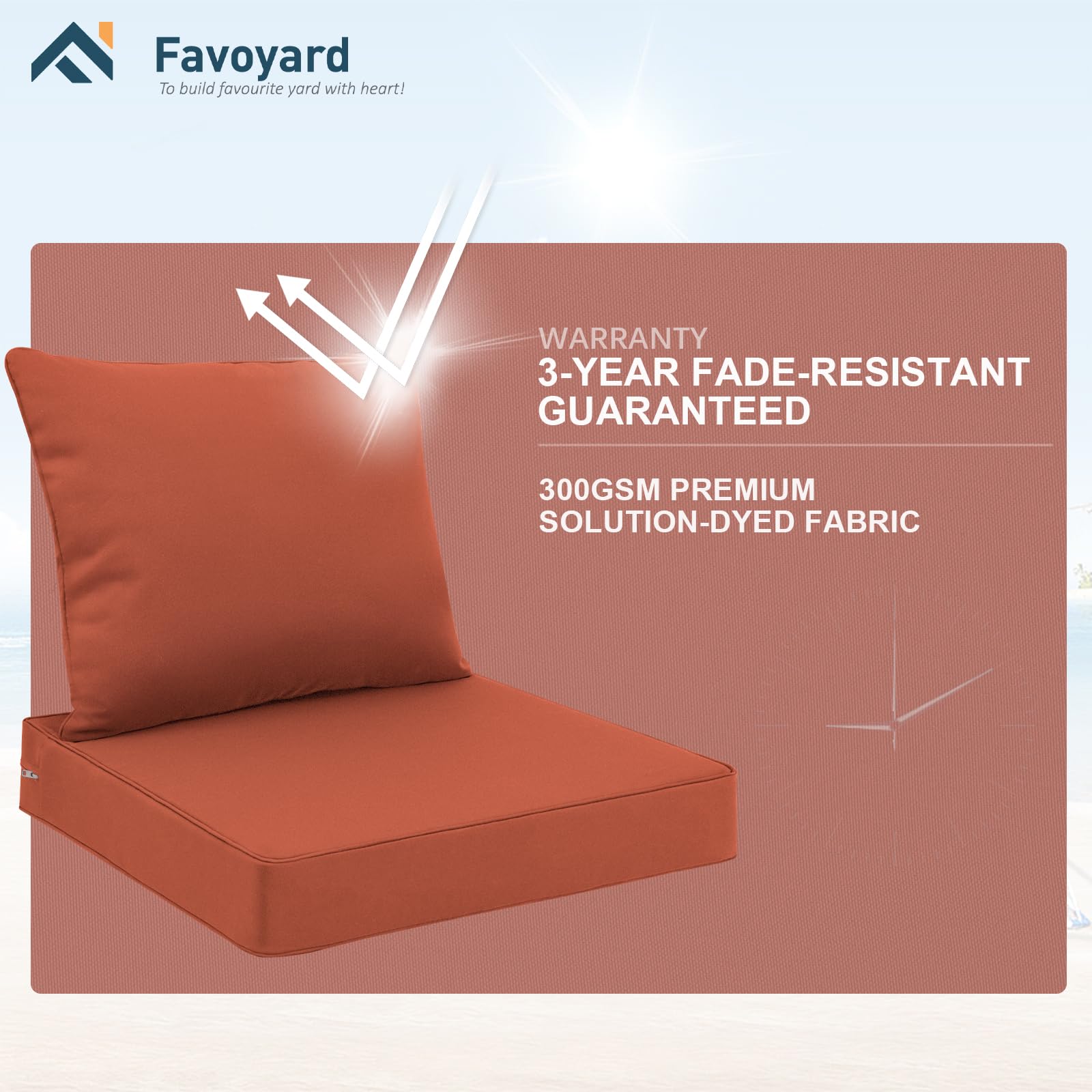 Favoyard cushions showing hidden zipper detail