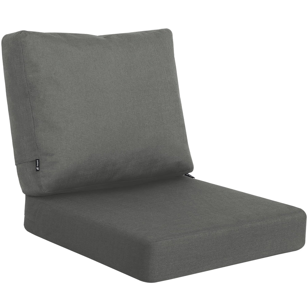 Favoyard Deep Seat Patio Cushion Set front view, Dark Grey