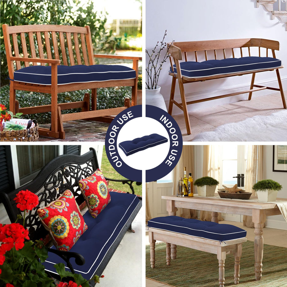 Favoyard Indoor/Outdoor Waterproof Bench Cushion showing non-slip ties