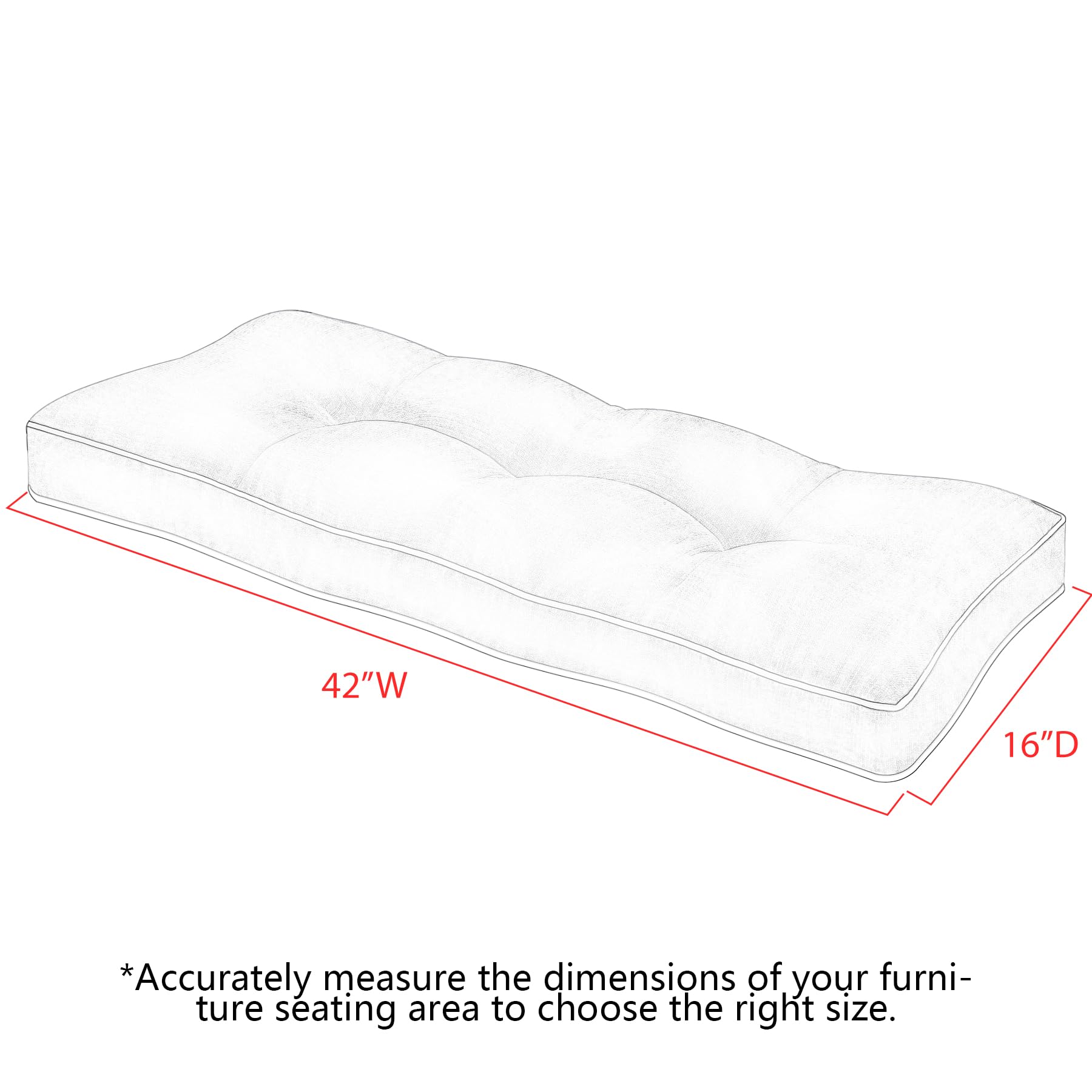 Favoyard Indoor/Outdoor Waterproof Bench Cushion side view showing tufted design