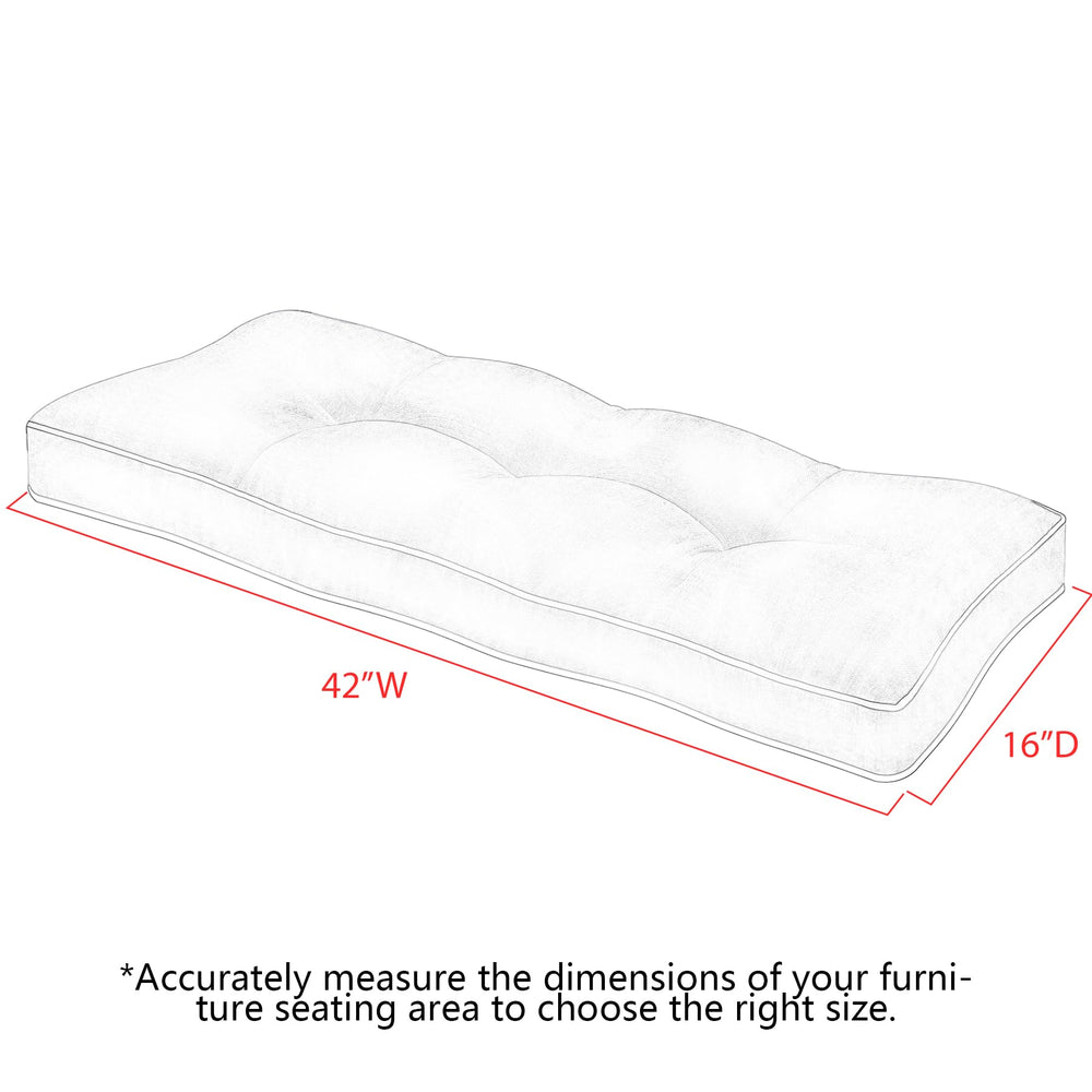 Favoyard Indoor/Outdoor Waterproof Bench Cushion side view showing tufted design