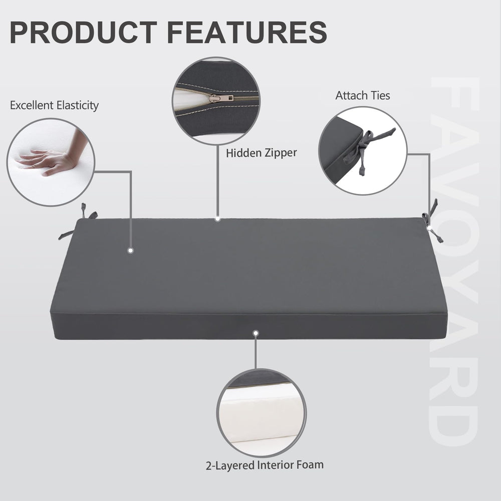 Favoyard Outdoor Bench Cushion 3-inch thick padding
