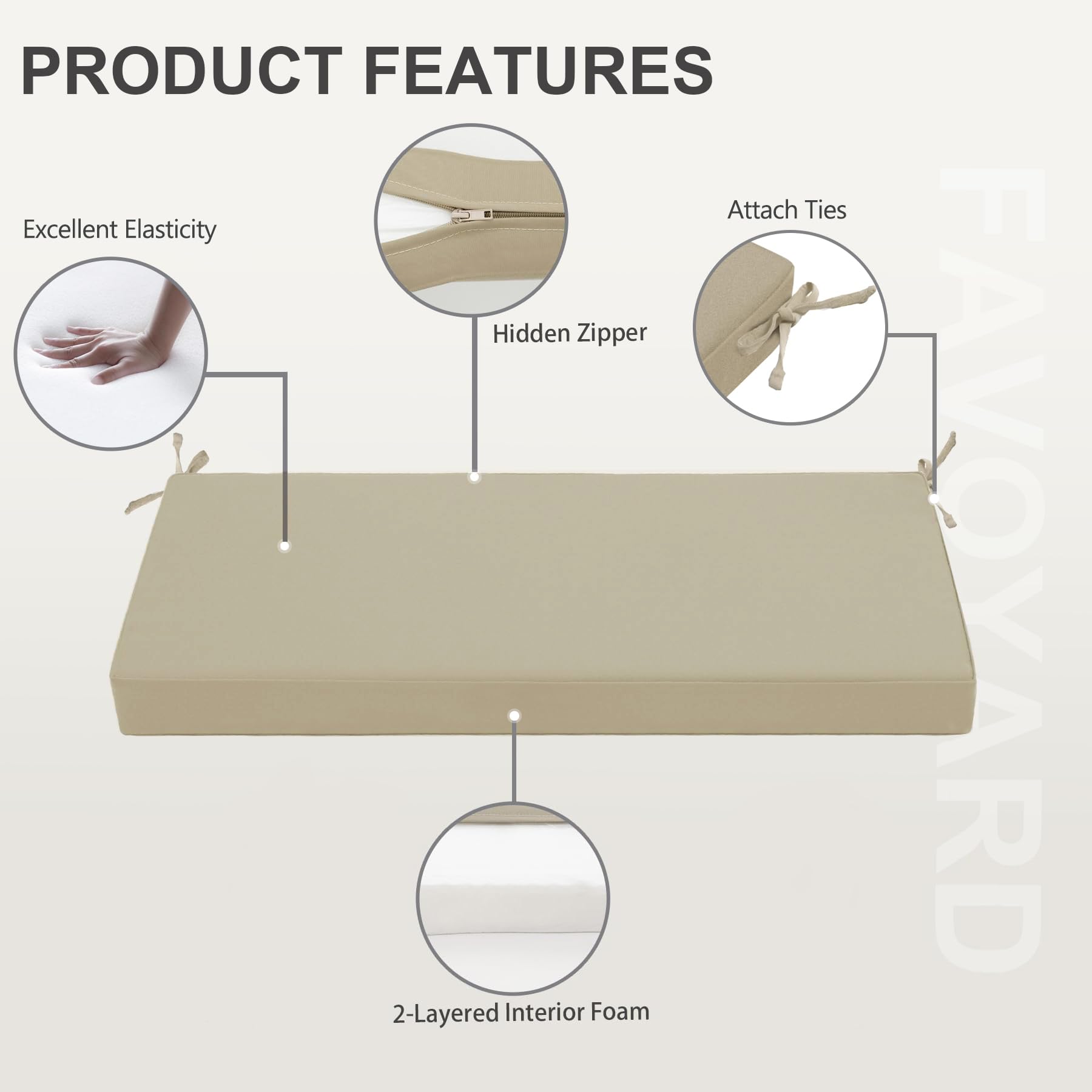 Favoyard Outdoor Bench Cushion beige on patio furniture
