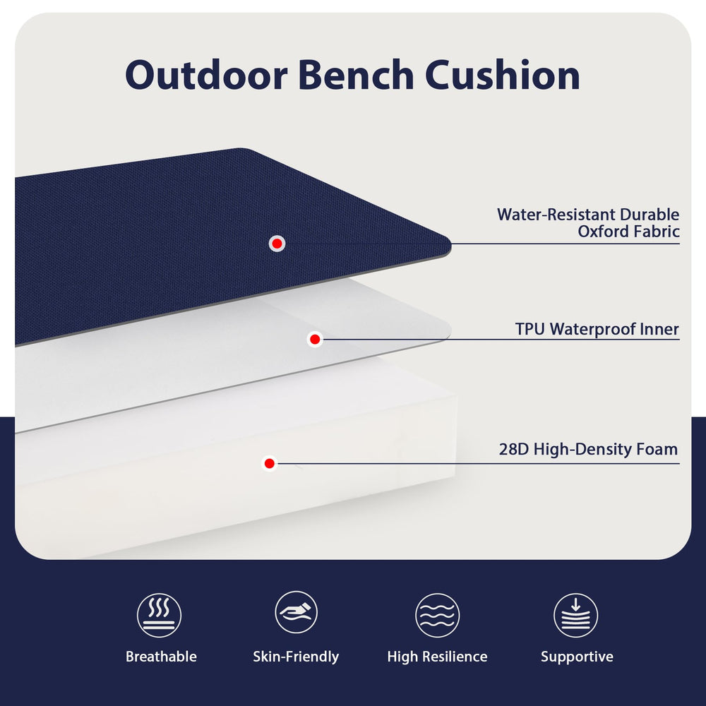 Favoyard Outdoor Bench Cushion blue side view