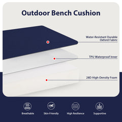 Favoyard Outdoor Bench Cushion blue side view