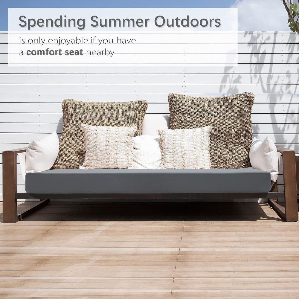 Favoyard Outdoor Bench Cushion dark gray side view
