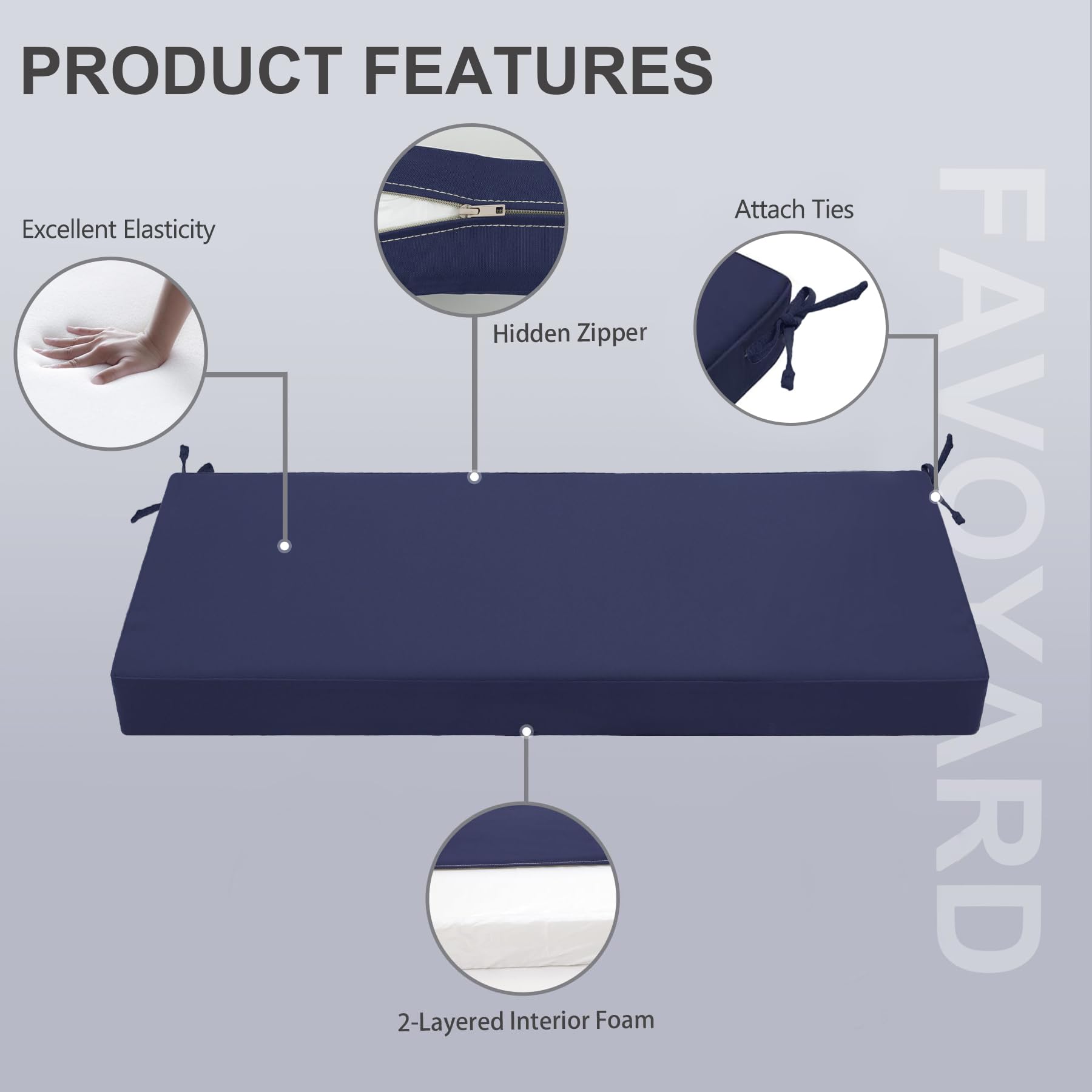 Favoyard Outdoor Bench Cushion on a patio bench