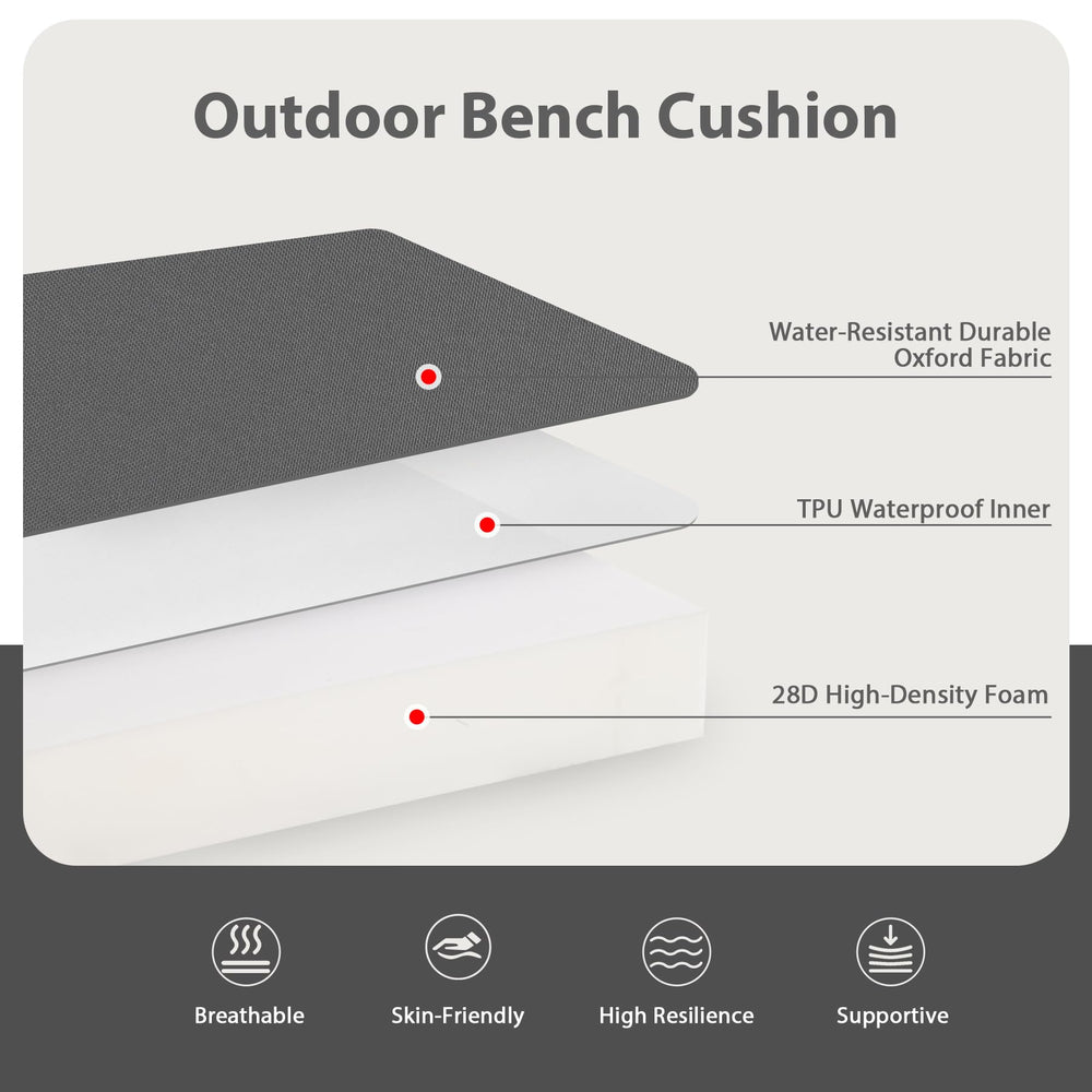 Favoyard Outdoor Bench Cushion showing waterproof cover