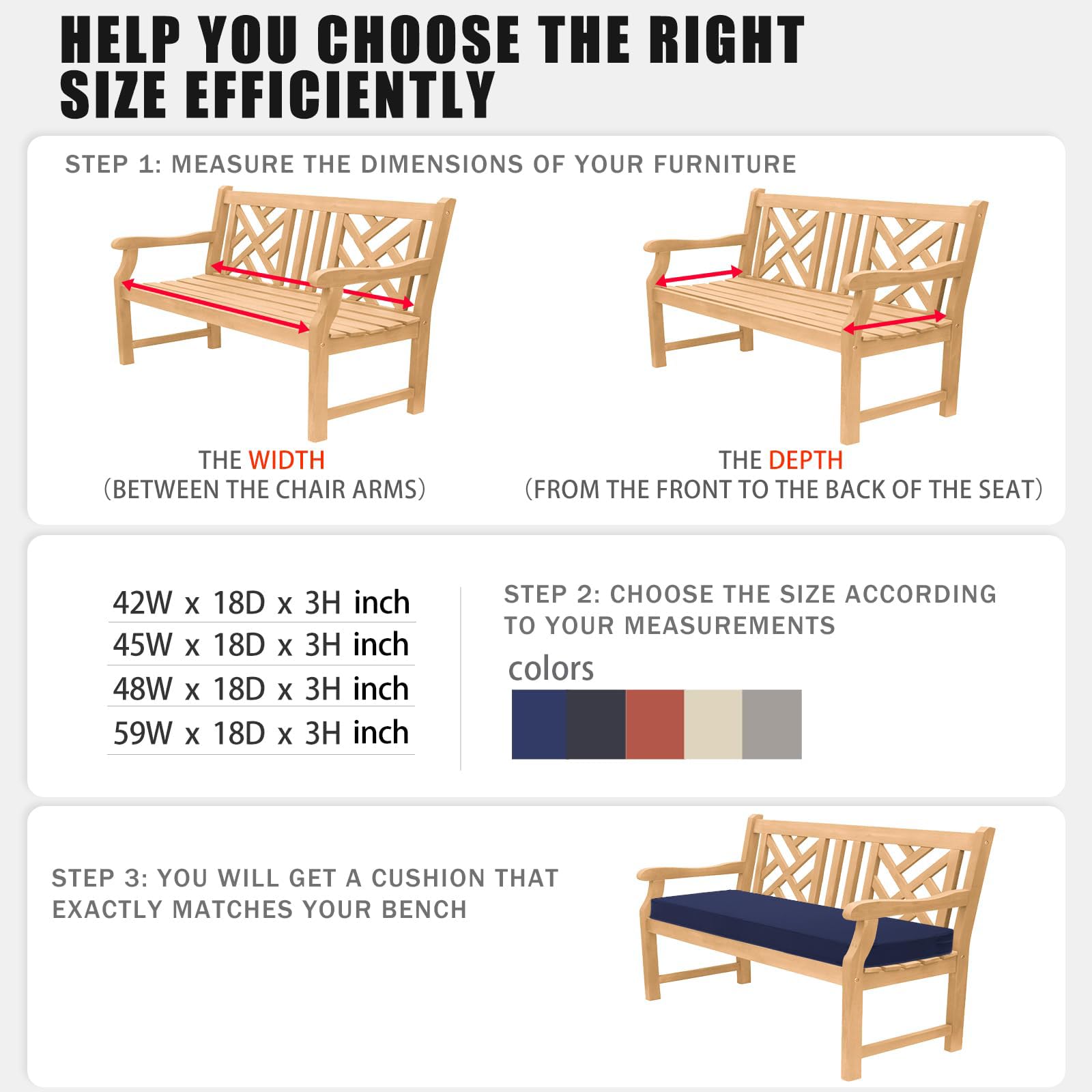 Favoyard Outdoor Bench Cushion ties for secure placement