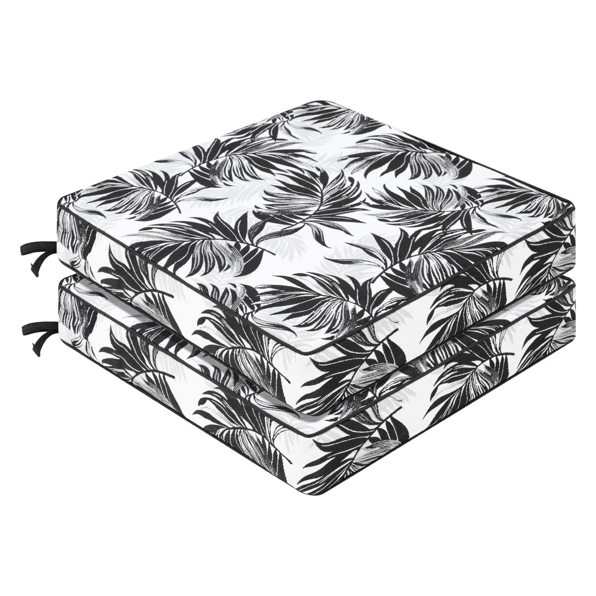 Favoyard Outdoor Chair Cushion in white floral design, front view
