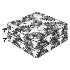 Favoyard Outdoor Chair Cushion in white floral design, front view