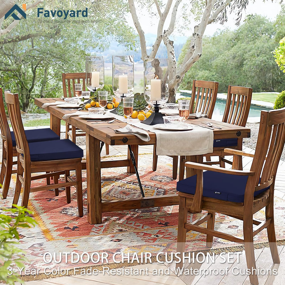 Favoyard Outdoor Chair Cushion navy blue stacked set