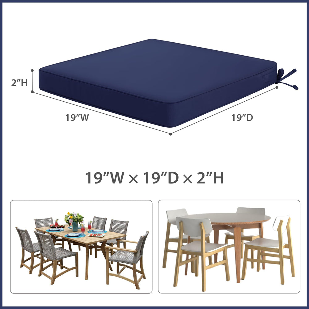 Favoyard Outdoor Chair Cushion navy blue with straps