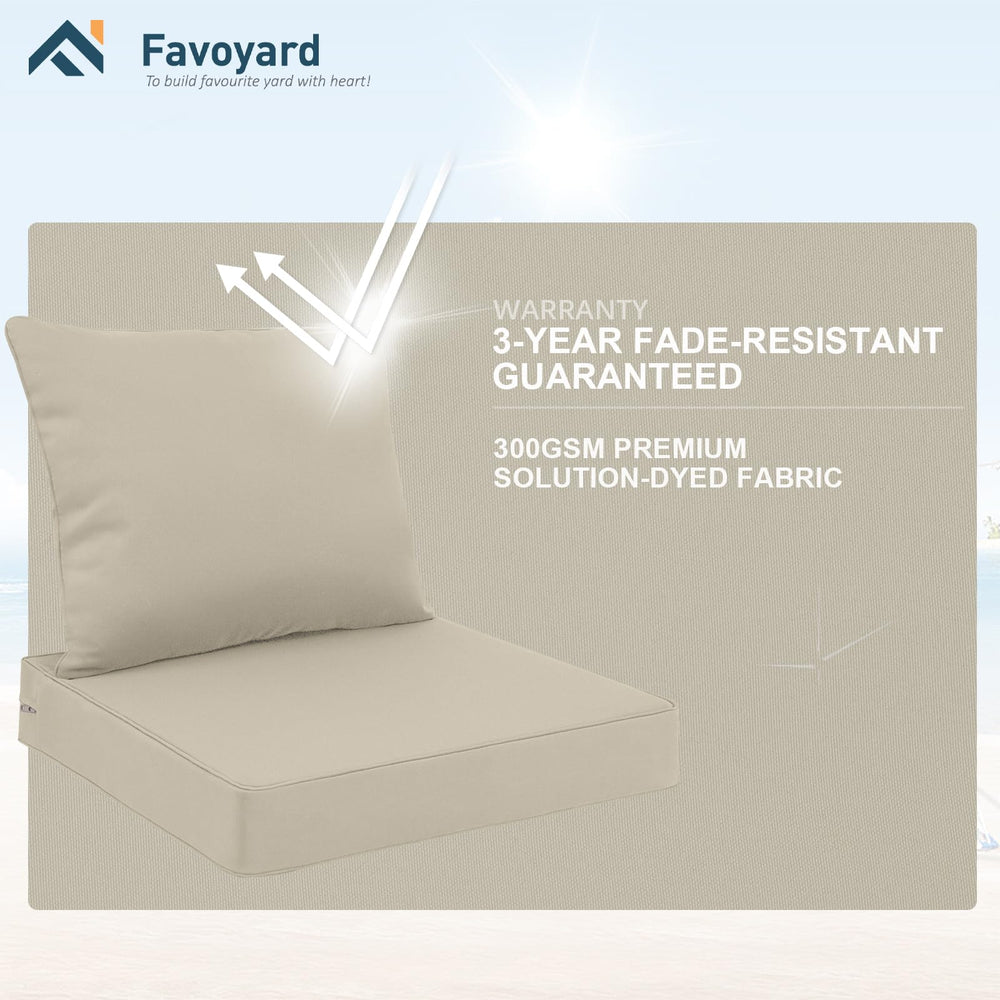 Favoyard outdoor cushion showing hidden zipper
