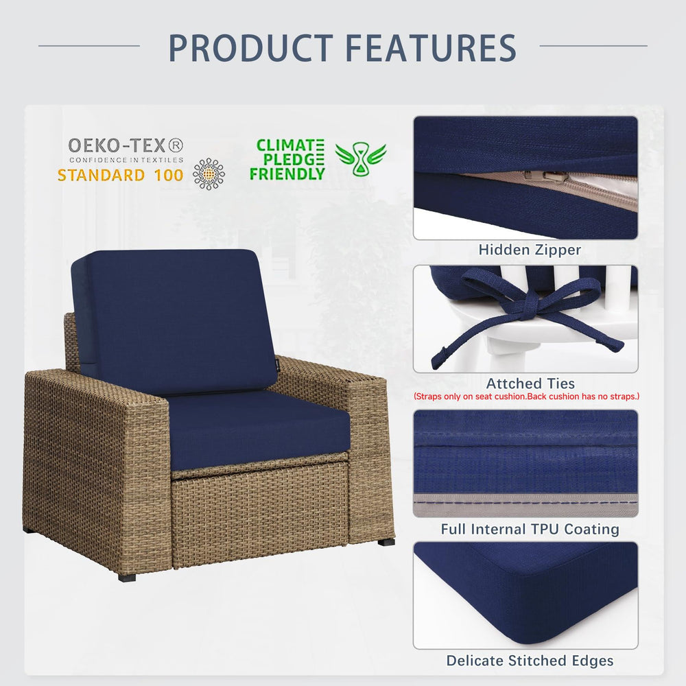 Favoyard Outdoor Deep Seat Cushion Set, blue, in garden setting