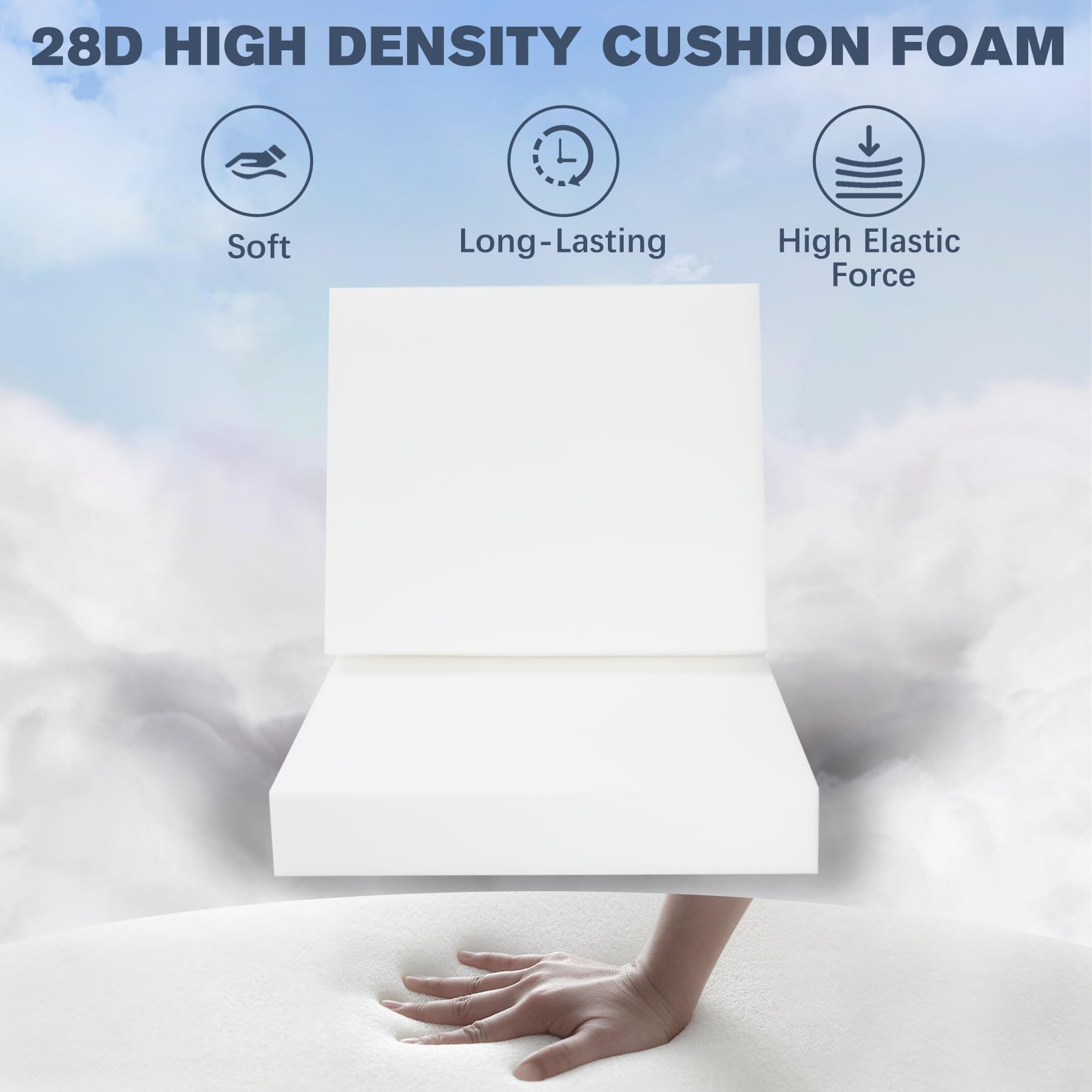 Favoyard Outdoor Deep Seat Cushion Set, blue, seat cushion close-up