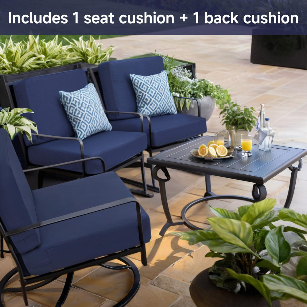 Favoyard Outdoor Deep Seat Cushion Set, blue, showing zipper detail