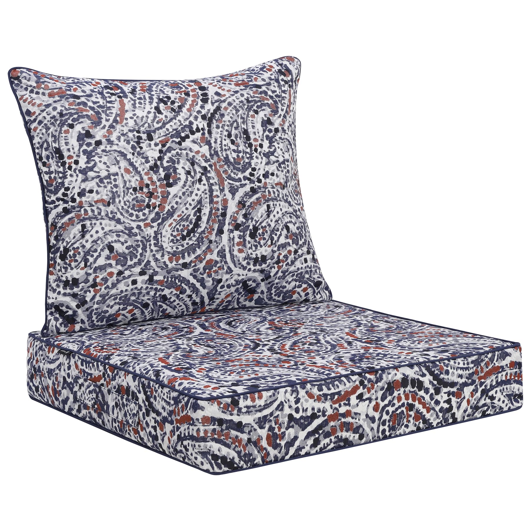 Favoyard Outdoor Deep Seat Patio Cushion Set in Teardrop Blue, front view