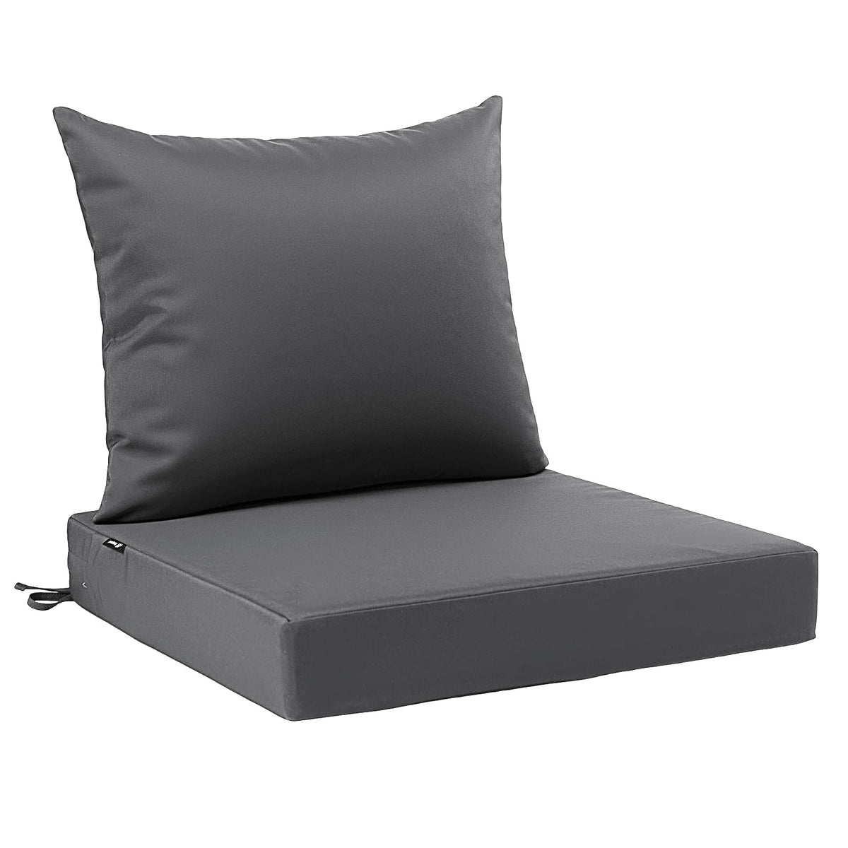 Favoyard outdoor patio seat cushion set, dark gray, front view