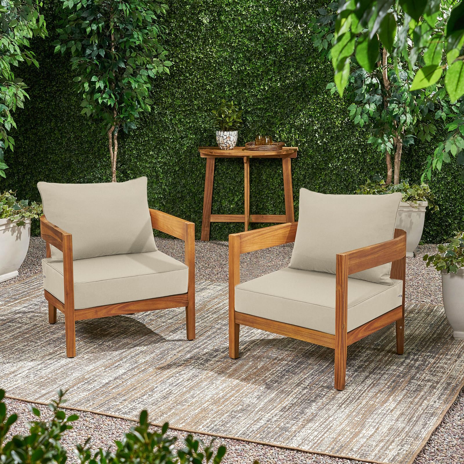 Favoyard Outdoor Patio Seat Cushion stacked for storage