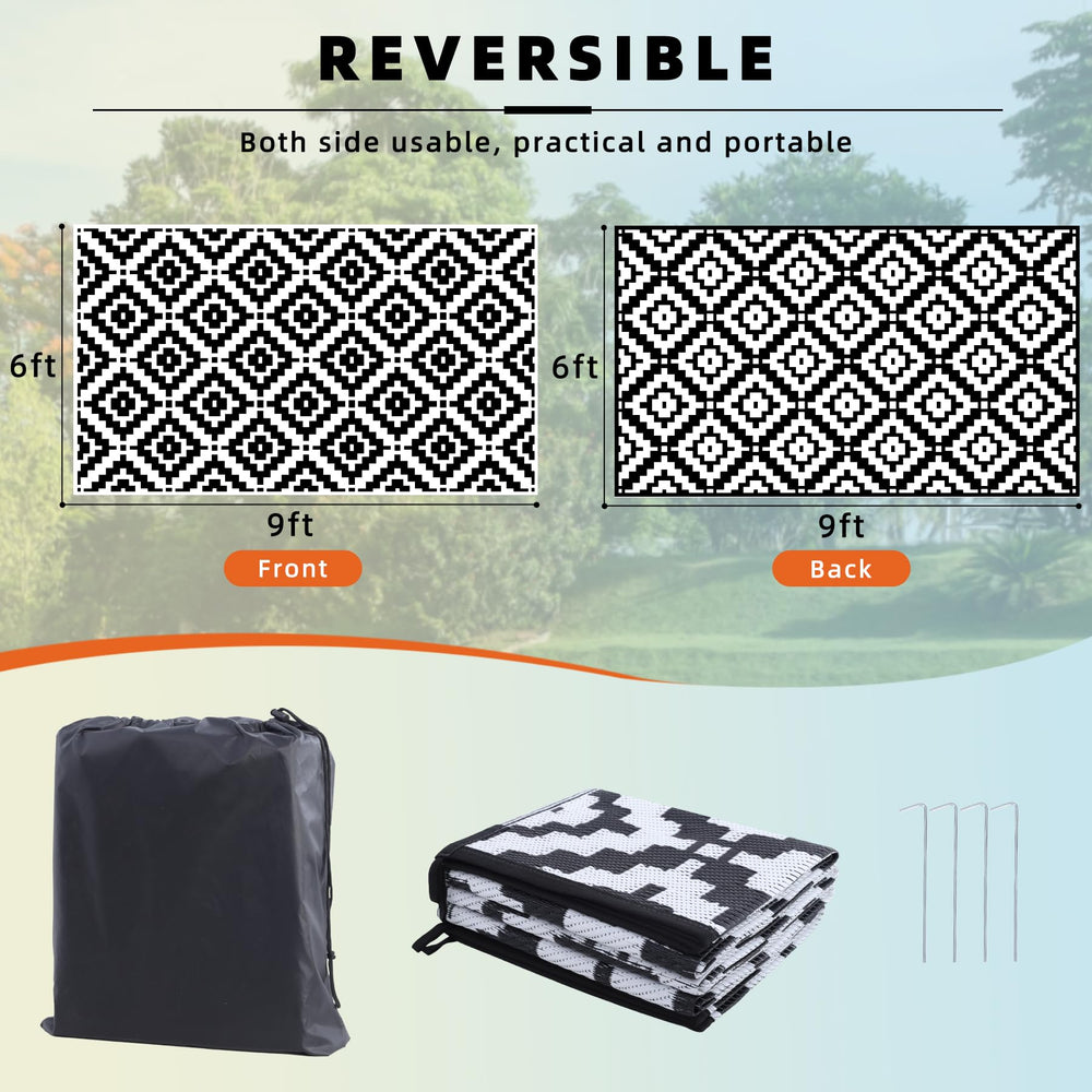 Favoyard Outdoor Rug 6x9 ft rolled up for storage