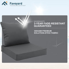 Favoyard patio cushions with tie straps, dark gray