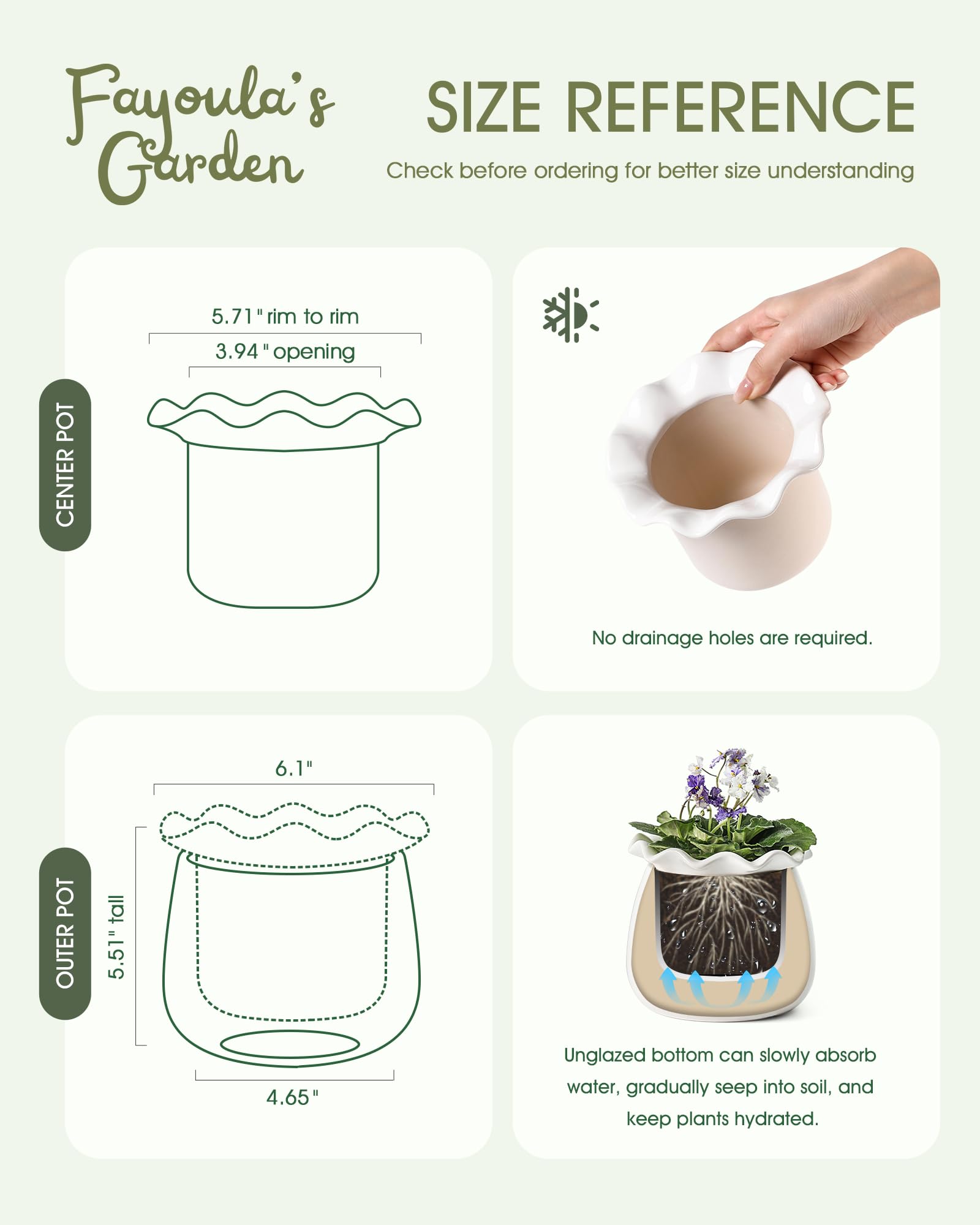 Fayoula Self Watering Plant Pot glossy finish close-up