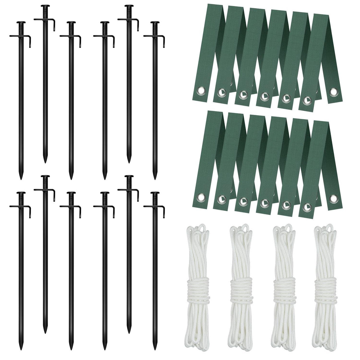 FCENDS Tree Stake Kit with green steel stakes and rope