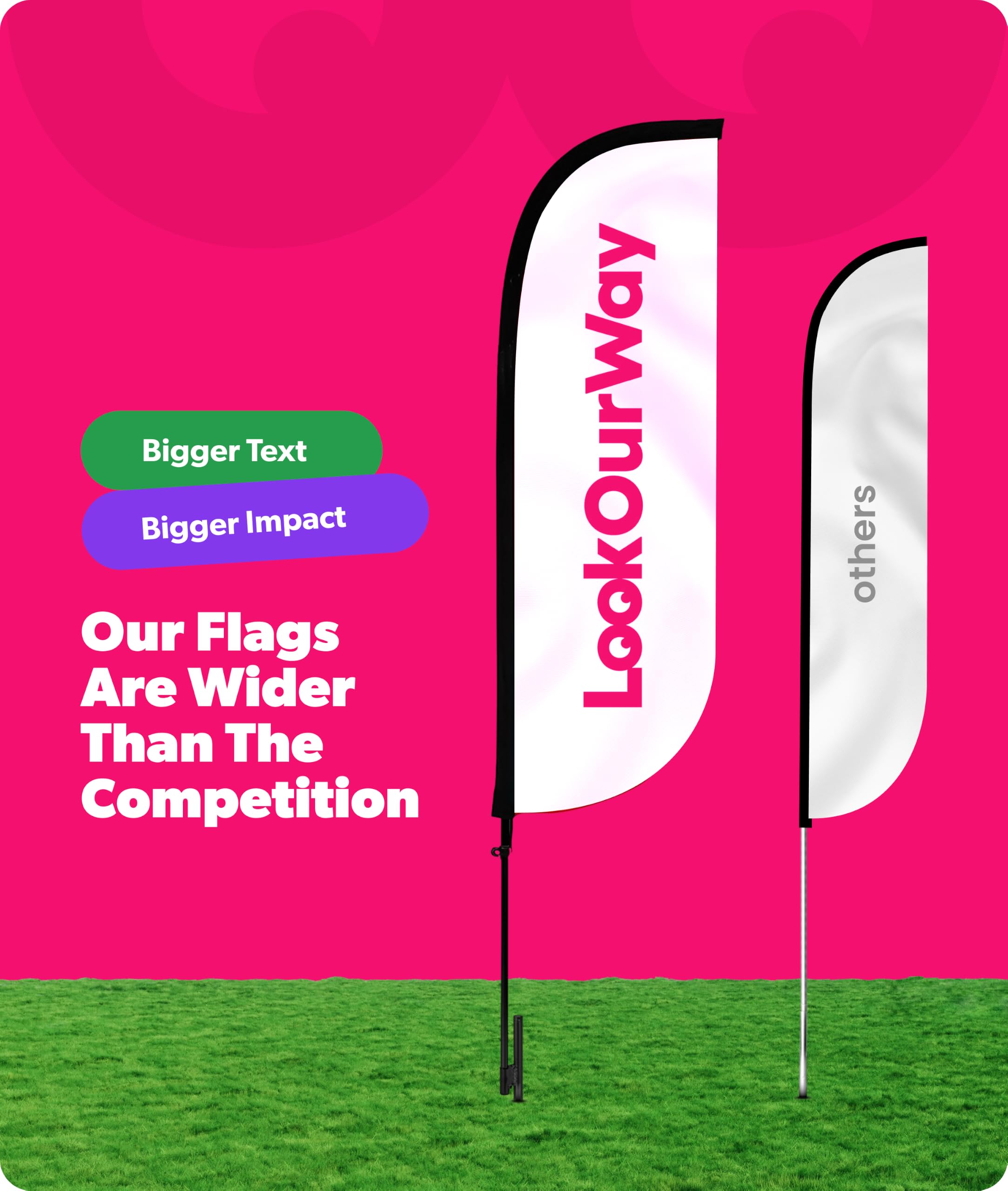 Feather flag displayed outdoors at a business event