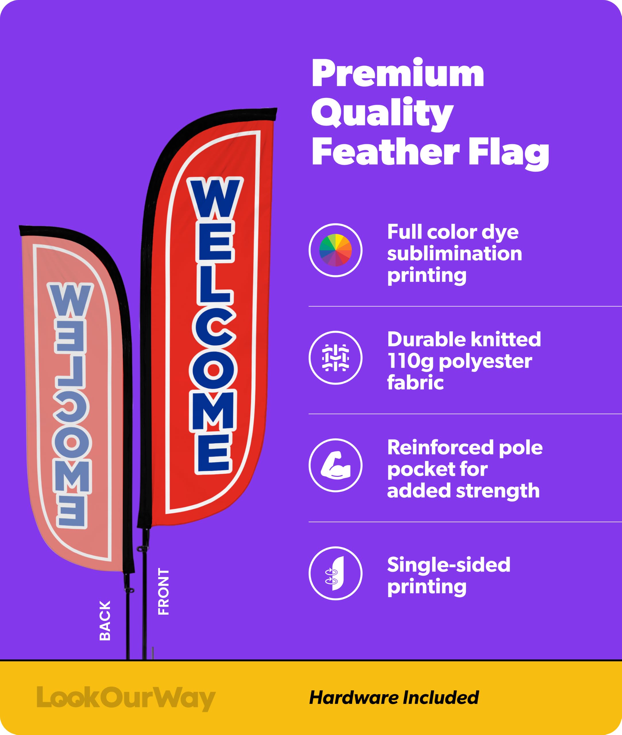 Feather flag pole kit components including pole set and ground spike