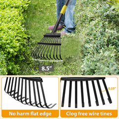 Feblomst Garden Leaf Rake in use on a lawn