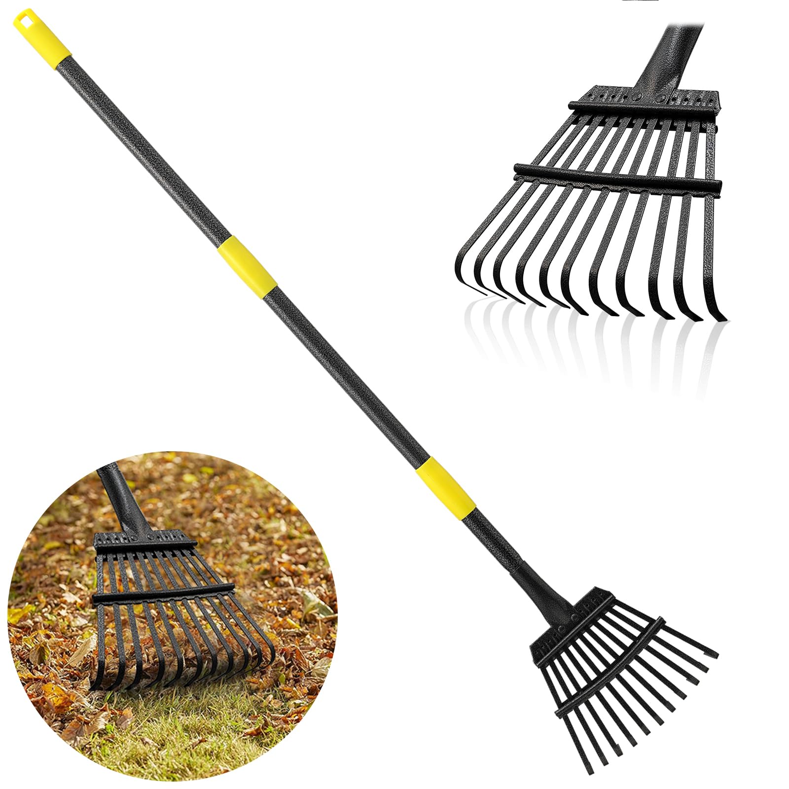 Feblomst Garden Leaf Rake with 9-inch narrow head