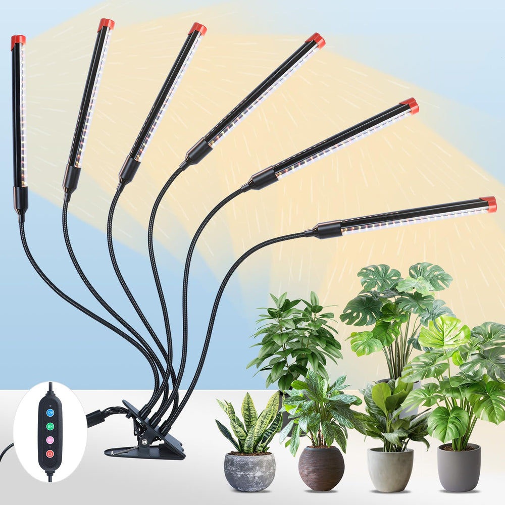 FECiDA 54W clip grow light front view with 6 tubes