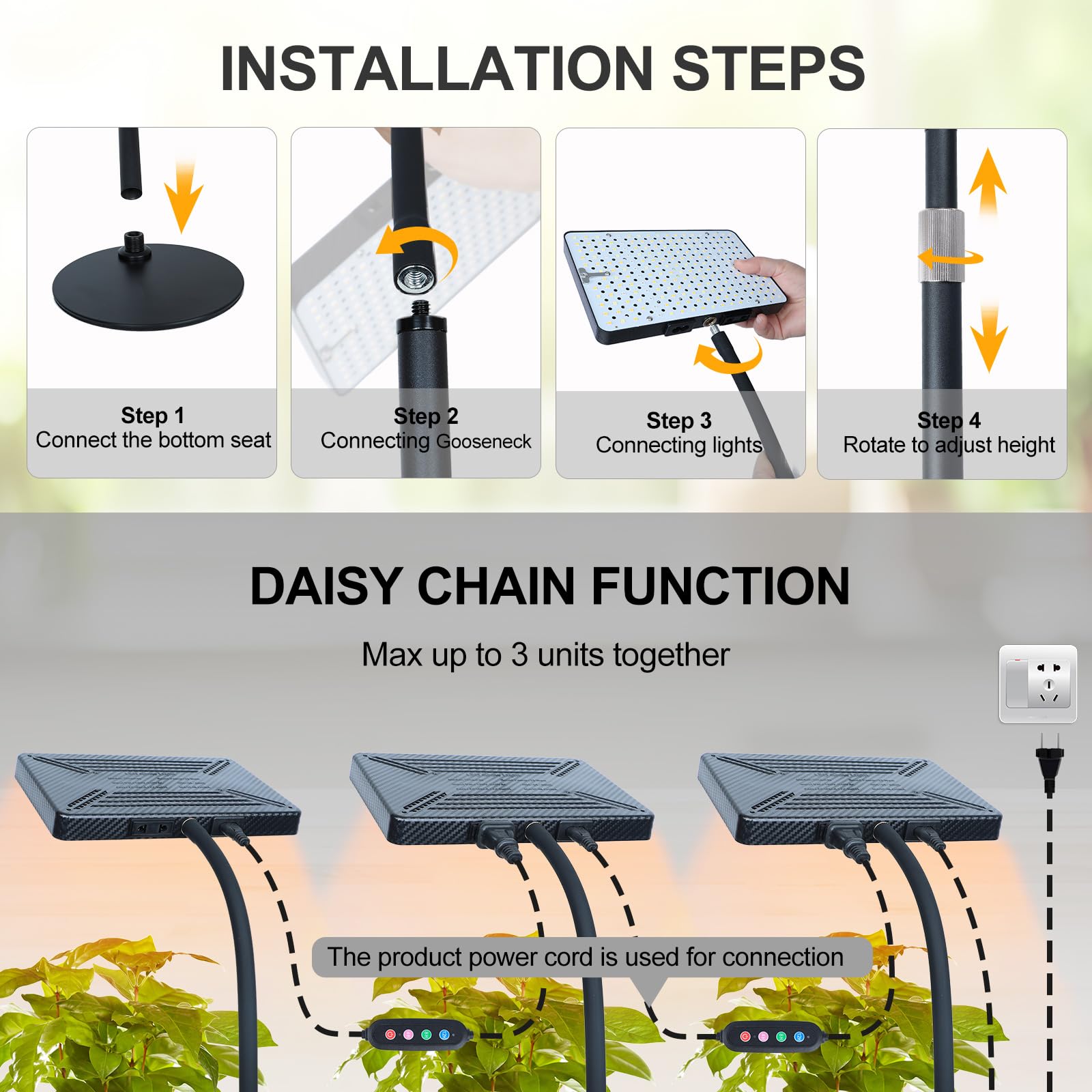 FECiDA Bonsai Grow Light connected in daisy chain