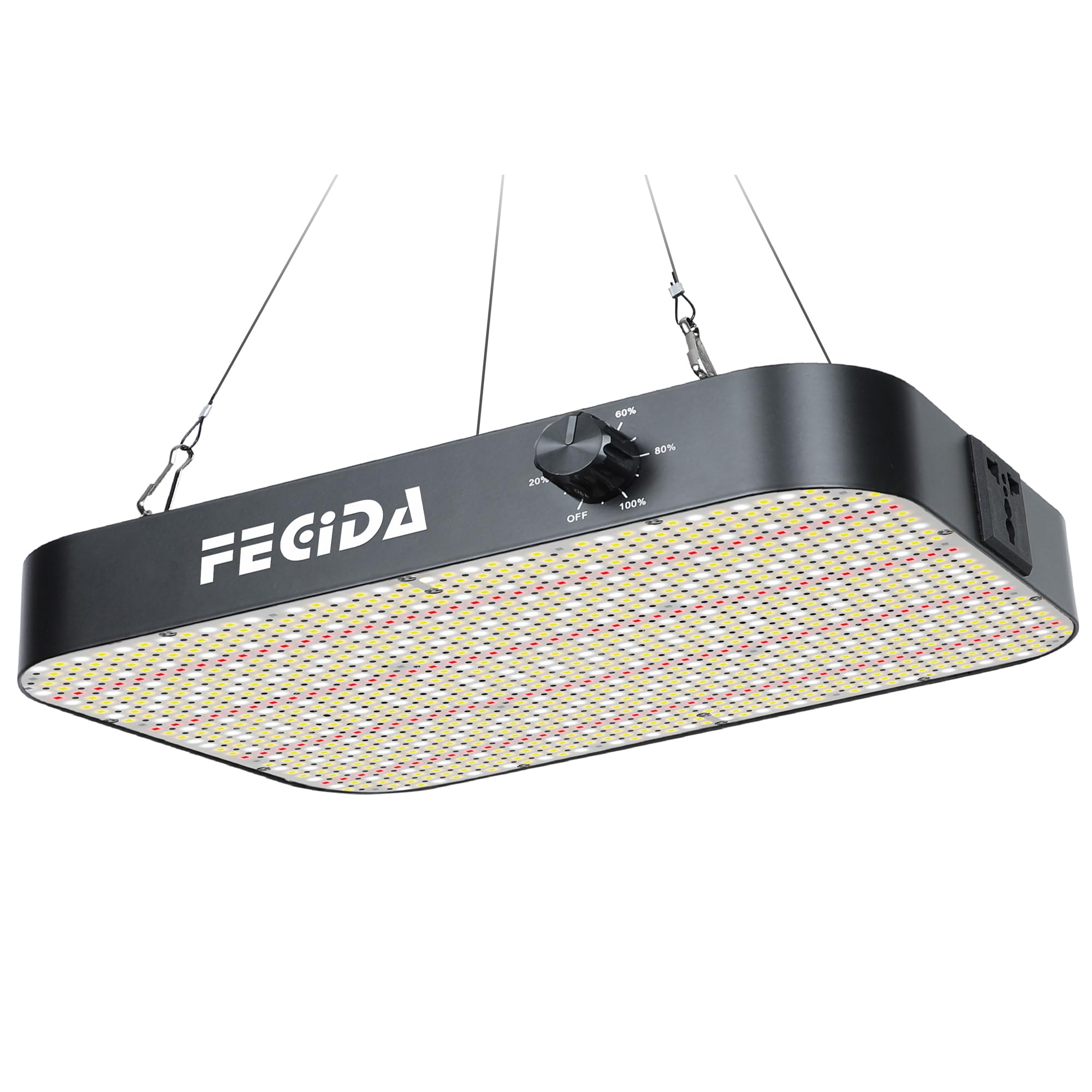 FECiDA Dimmable LED Grow Light front view showing sleek black design
