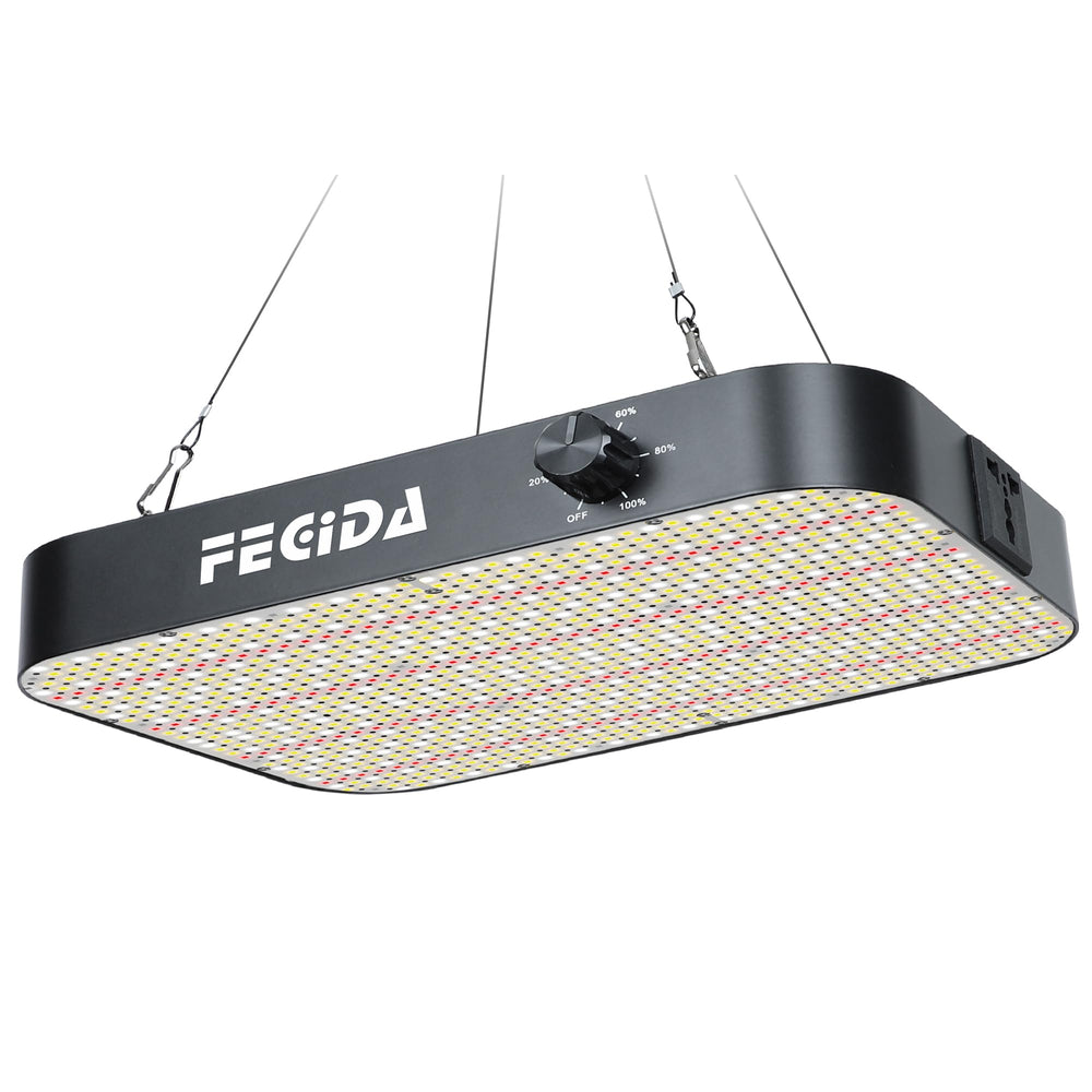 FECiDA Dimmable LED Grow Light front view showing sleek black design