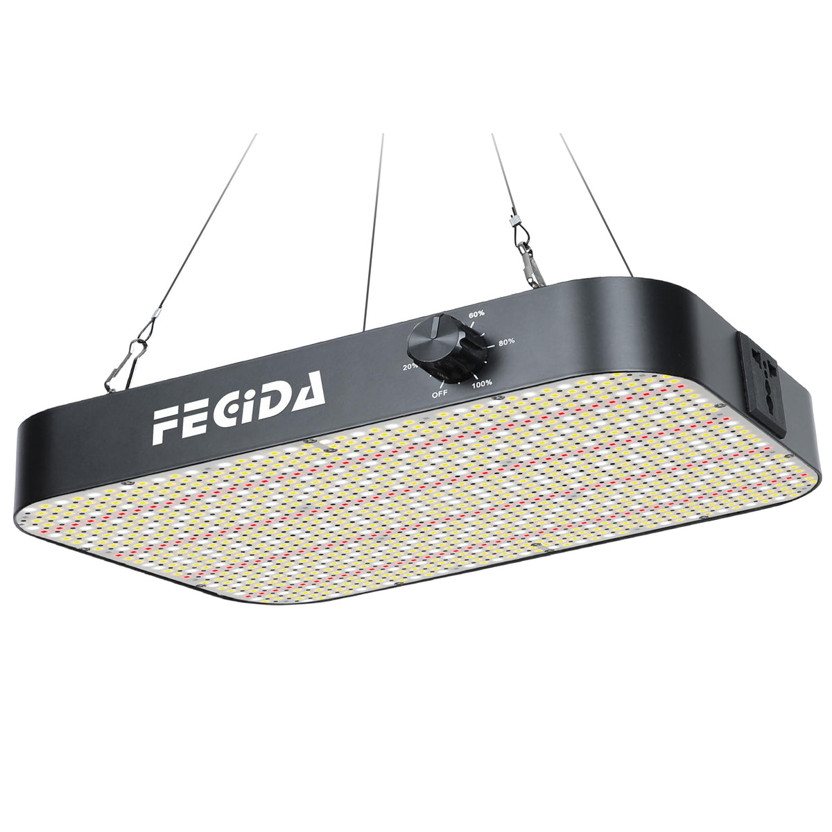 FECiDA Dimmable LED Grow Light front view showing sleek black design