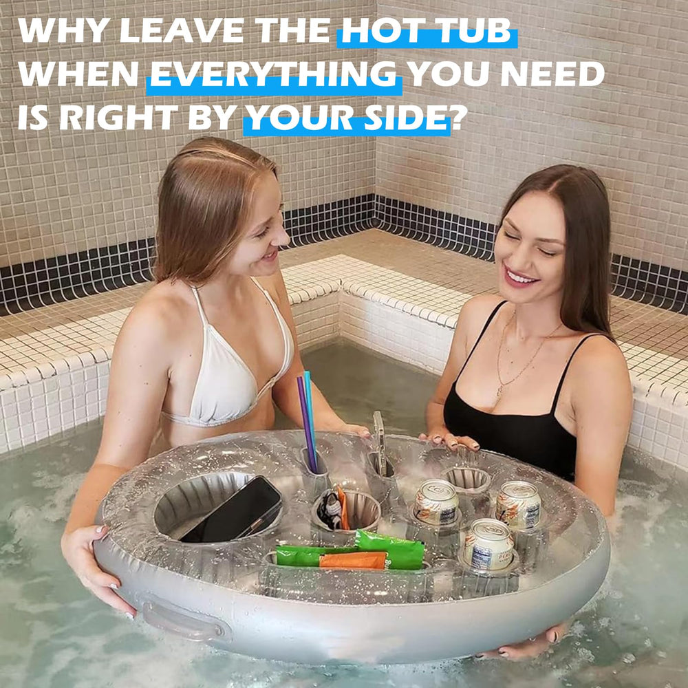 FEEBRIA Inflatable Pool Drink Holder inflated with air pump