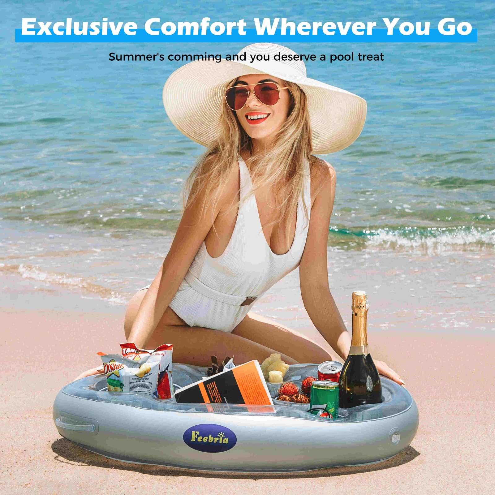 FEEBRIA Inflatable Pool Drink Holder packaging
