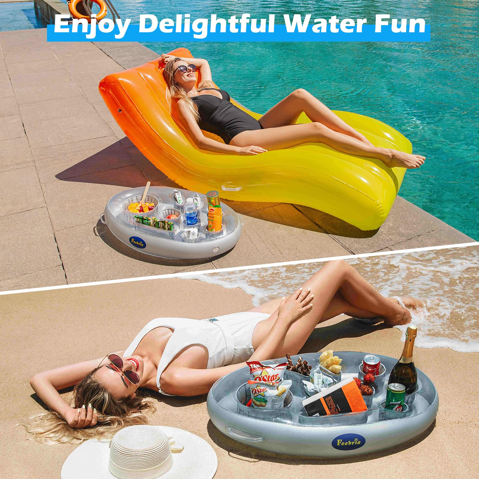 FEEBRIA Inflatable Pool Drink Holder side view