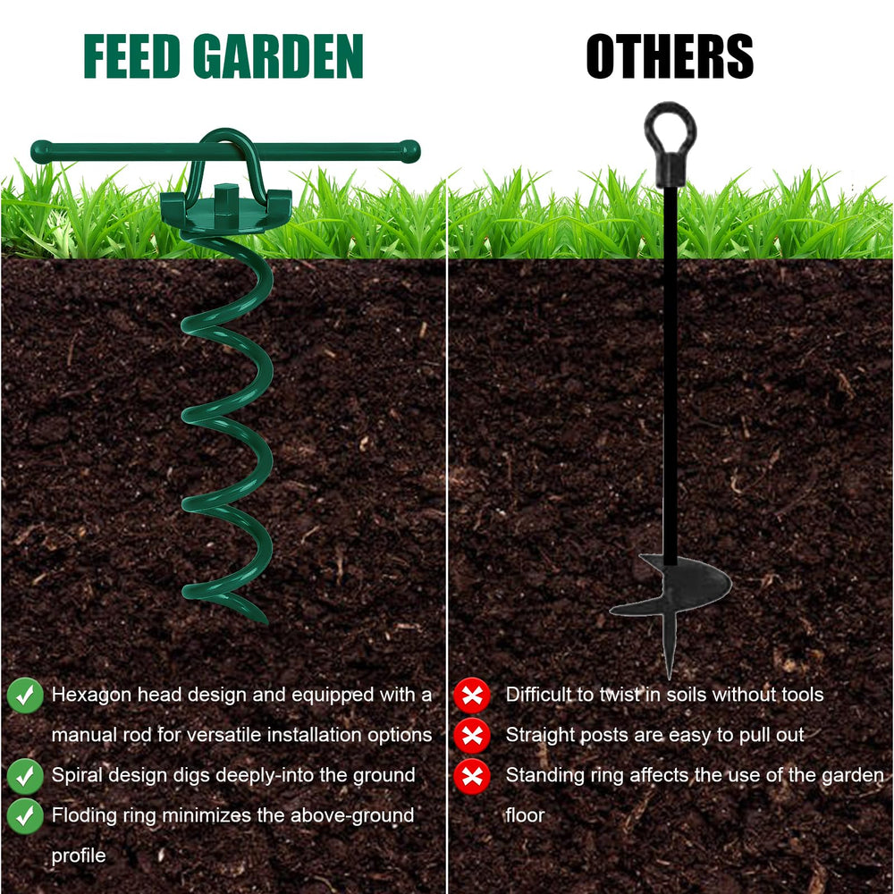 FEED GARDEN 12-inch ground anchor with manual installation rod