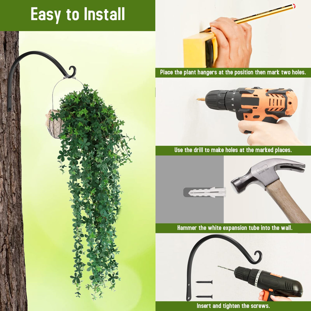 FEED GARDEN 14 Inch Wall Hook Plant Bracket with wind chimes