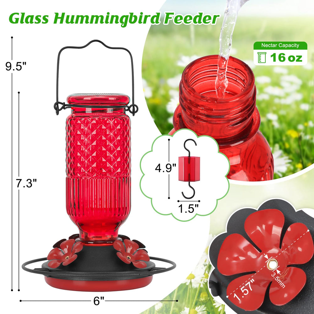 FEED GARDEN 16 oz hummingbird feeder side view showing red colour