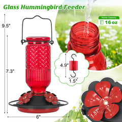 FEED GARDEN 16 oz hummingbird feeder side view showing red colour